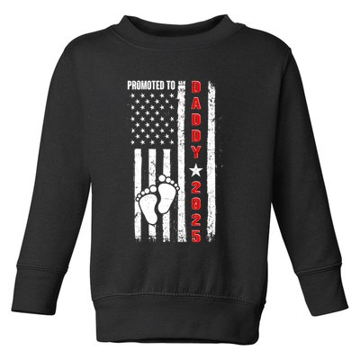 Patriotic American Flag Promoted To Daddy 2025 Toddler Sweatshirt