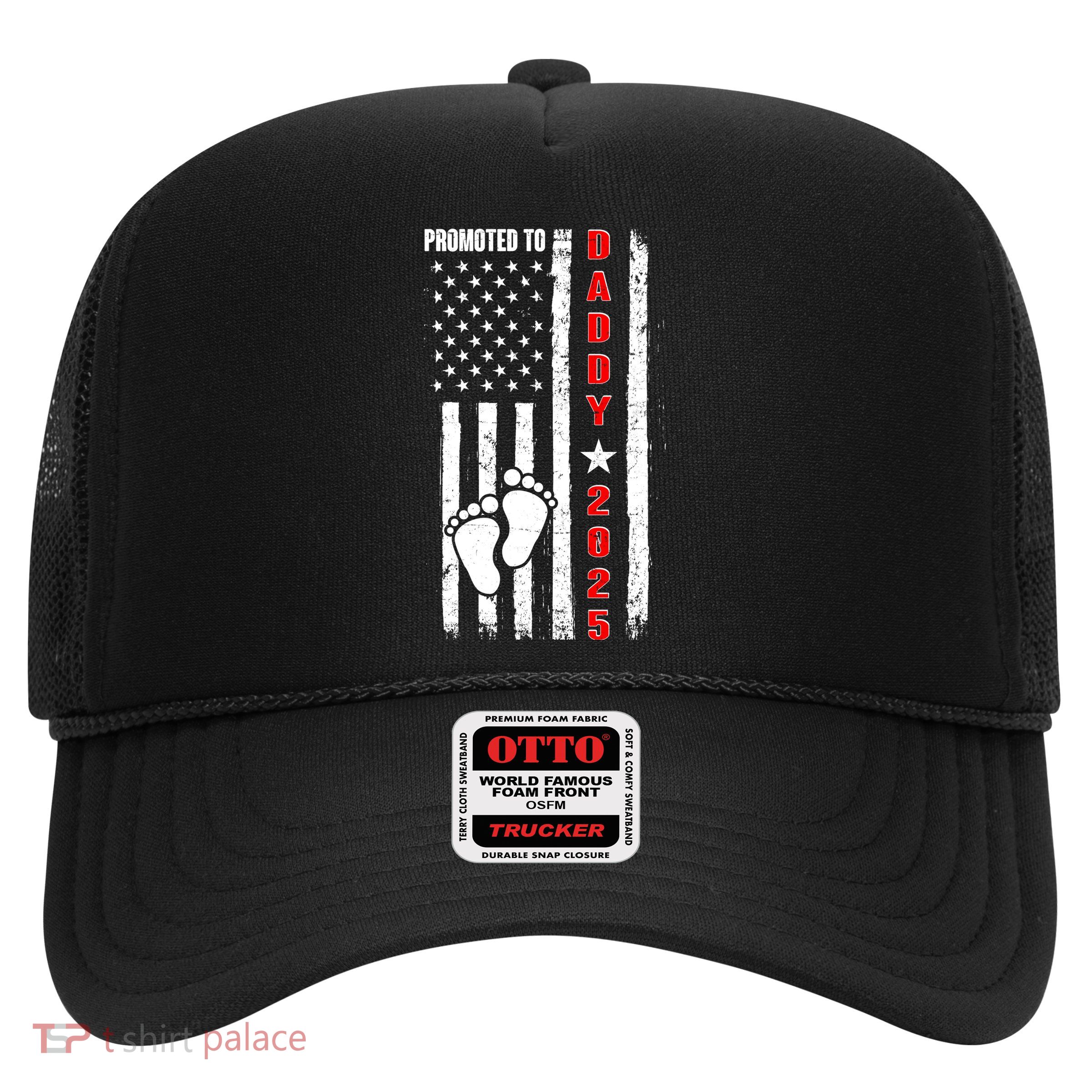 Patriotic American Flag Promoted To Daddy 2025 Trucker Hat