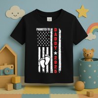 Patriotic American Flag Promoted To Daddy 2025 Toddler T-Shirt