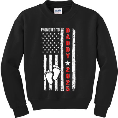 Patriotic American Flag Promoted To Daddy 2025 Kids Sweatshirt