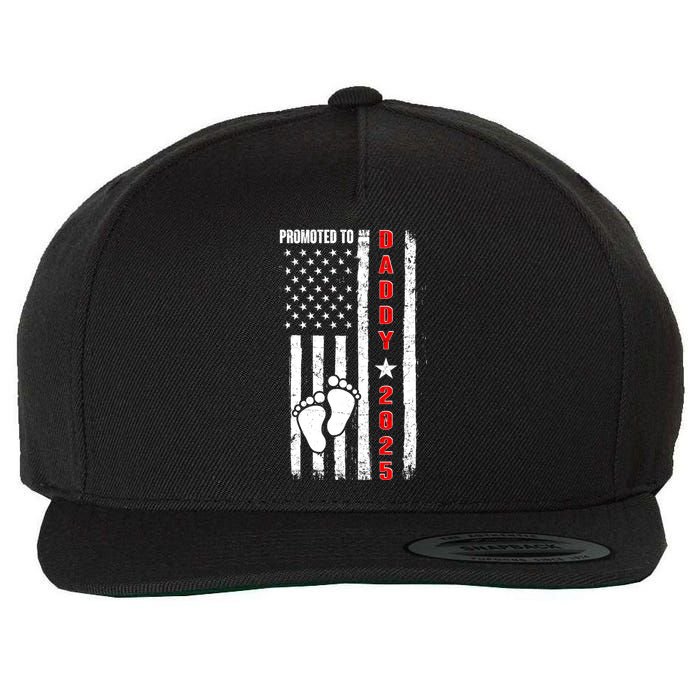 Patriotic American Flag Promoted To Daddy 2025 Wool Snapback Cap