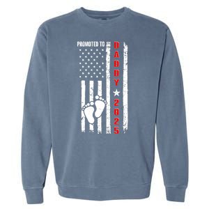 Patriotic American Flag Promoted To Daddy 2025 Garment-Dyed Sweatshirt