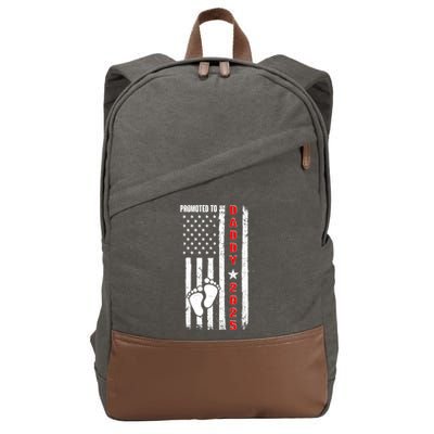 Patriotic American Flag Promoted To Daddy 2025 Cotton Canvas Backpack