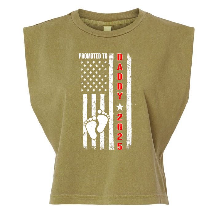 Patriotic American Flag Promoted To Daddy 2025 Garment-Dyed Women's Muscle Tee