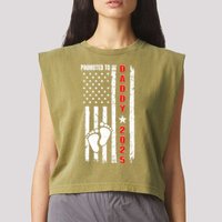 Patriotic American Flag Promoted To Daddy 2025 Garment-Dyed Women's Muscle Tee