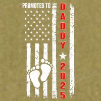 Patriotic American Flag Promoted To Daddy 2025 Garment-Dyed Women's Muscle Tee
