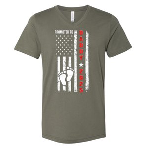 Patriotic American Flag Promoted To Daddy 2025 V-Neck T-Shirt