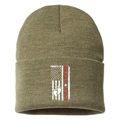 Patriotic American Flag Promoted To Daddy 2025 Sustainable Knit Beanie
