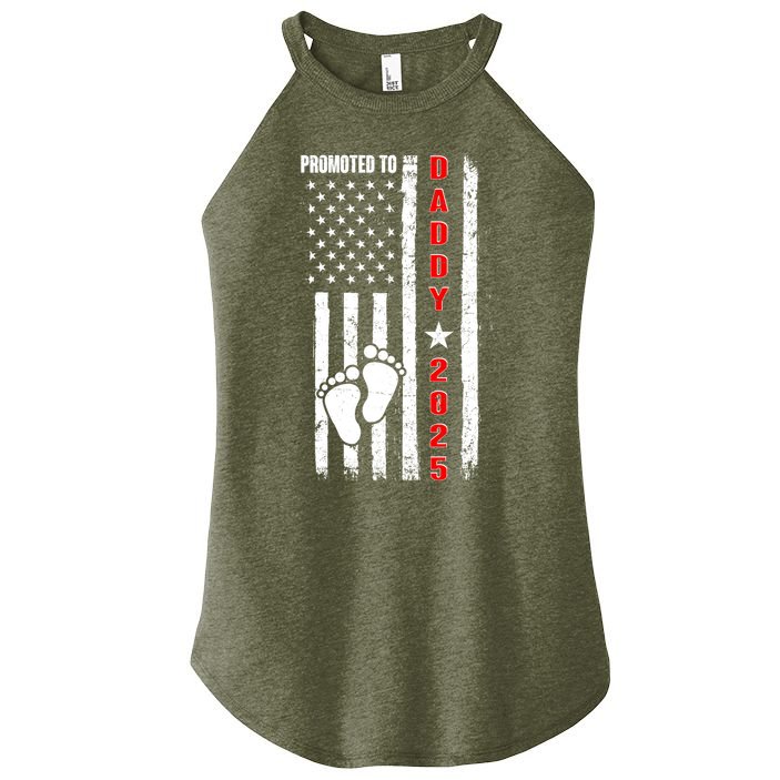 Patriotic American Flag Promoted To Daddy 2025 Women's Perfect Tri Rocker Tank