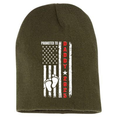 Patriotic American Flag Promoted To Daddy 2025 Short Acrylic Beanie