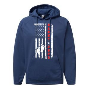 Patriotic American Flag Promoted To Daddy 2025 Performance Fleece Hoodie