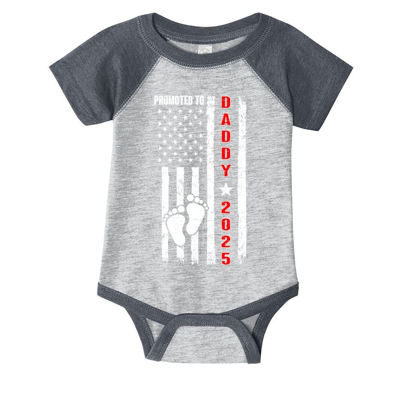 Patriotic American Flag Promoted To Daddy 2025 Infant Baby Jersey Bodysuit