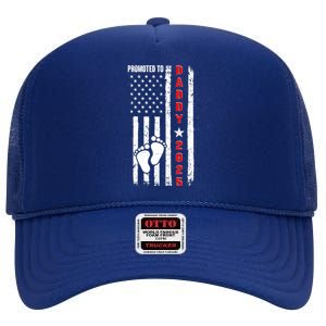 Patriotic American Flag Promoted To Daddy 2025 High Crown Mesh Back Trucker Hat