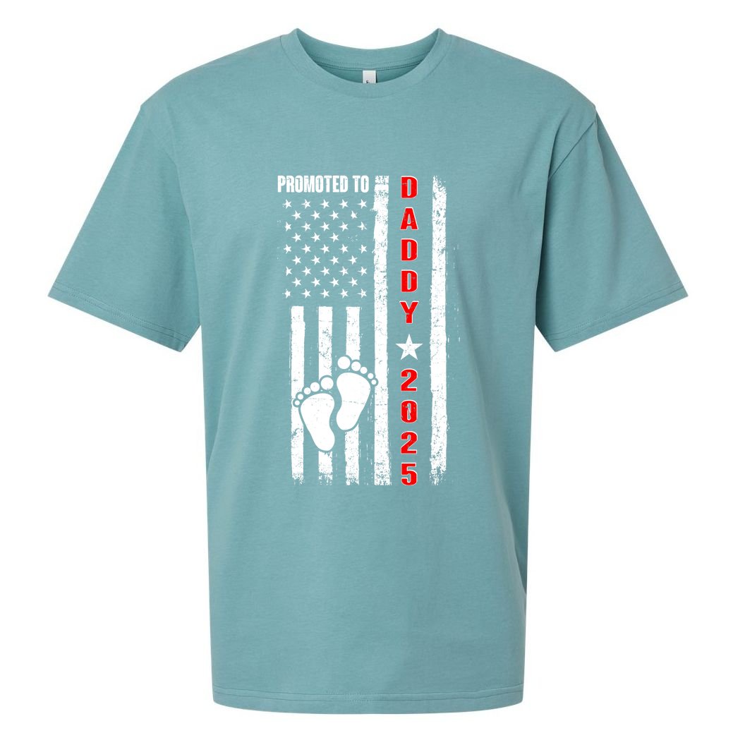 Patriotic American Flag Promoted To Daddy 2025 Sueded Cloud Jersey T-Shirt