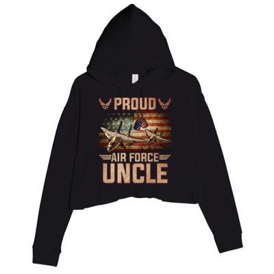 Proud Air Force Uncle Gift Veterans Day Gift Crop Fleece Hoodie