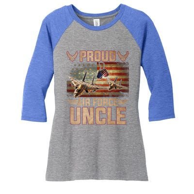 Proud Air Force Uncle Gift Veterans Day Gift Women's Tri-Blend 3/4-Sleeve Raglan Shirt