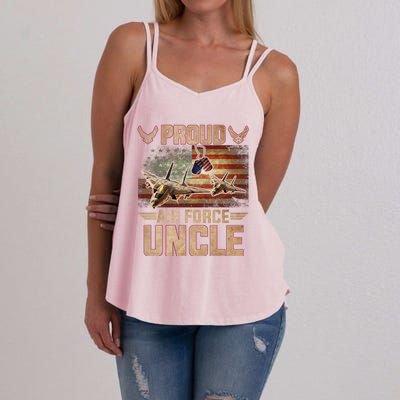 Proud Air Force Uncle Gift Veterans Day Gift Women's Strappy Tank