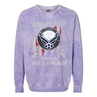 Proud Air Force Veteran Military Meaningful Gift Veteran Day 2019 Great Gift Colorblast Crewneck Sweatshirt