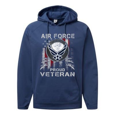 Proud Air Force Veteran Military Meaningful Gift Veteran Day 2019 Great Gift Performance Fleece Hoodie