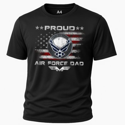 Proud Air Force Dad Military Veteran Pride Us Flag Cute Gift Cooling Performance Crew T-Shirt