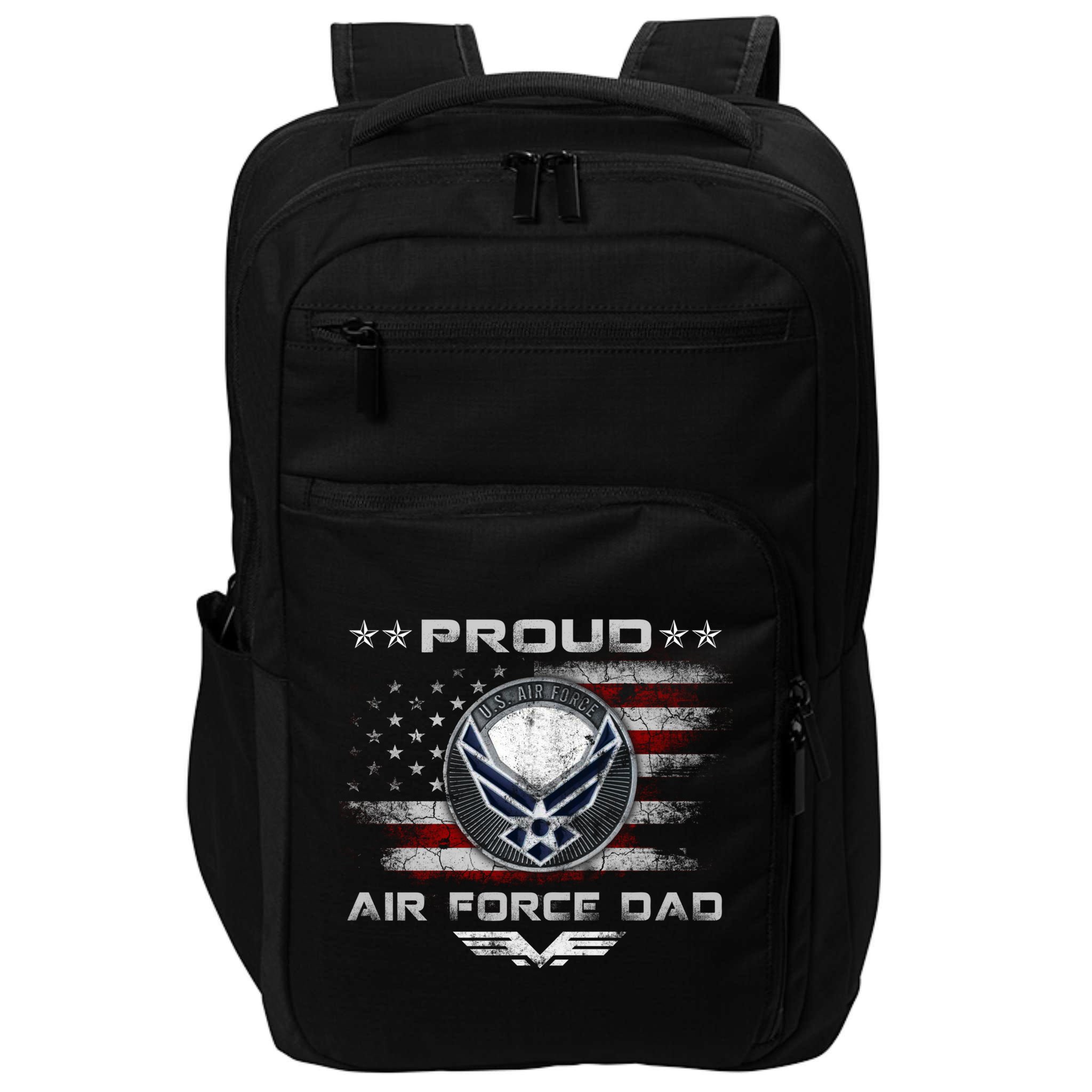 Proud Air Force Dad Military Veteran Pride Us Flag Cute Gift Impact Tech Backpack