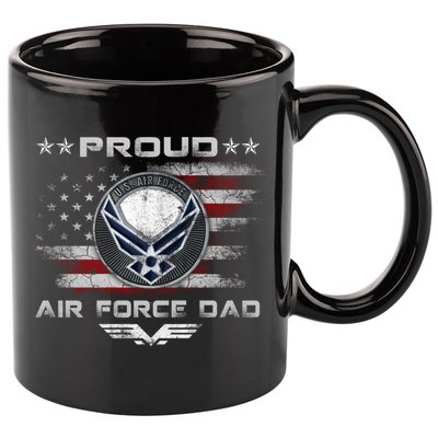 Proud Air Force Dad Military Veteran Pride Us Flag Cute Gift 11oz C Handle Ceramic Mug
