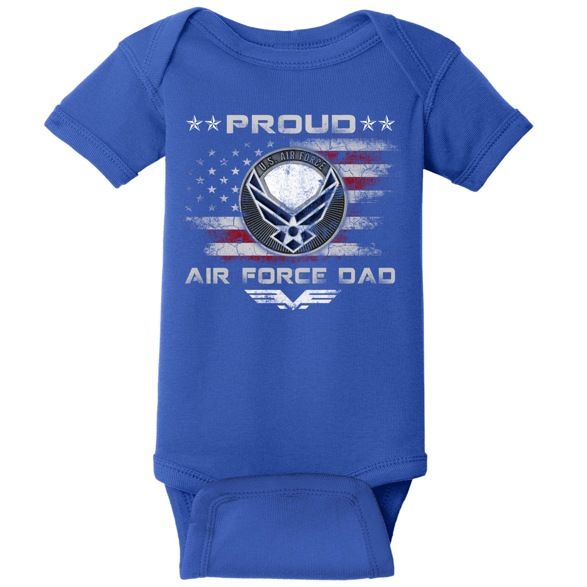 Proud Air Force Dad Military Veteran Pride Us Flag Cute Gift Baby Bodysuit