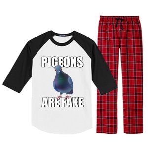 Pigeons Are Fake Liars Birds Are Not Real Spies Gift Raglan Sleeve Pajama Set