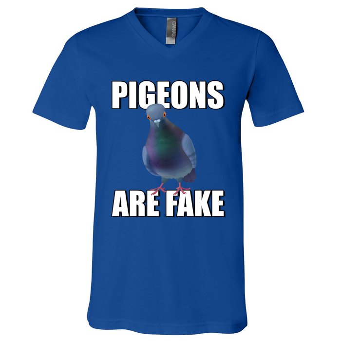 Pigeons Are Fake Liars Birds Are Not Real Spies Gift V-Neck T-Shirt