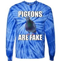 Pigeons Are Fake Liars Birds Are Not Real Spies Gift Tie-Dye Long Sleeve Shirt