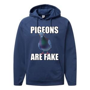 Pigeons Are Fake Liars Birds Are Not Real Spies Gift Performance Fleece Hoodie