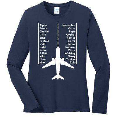 Phonetica Alphabet Funny Pilot Aviation Airplane Gift Ladies Long Sleeve Shirt