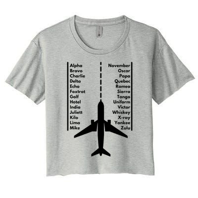 Phonetica Alphabet Funny Pilot Aviation Airplane Gift Women's Crop Top Tee