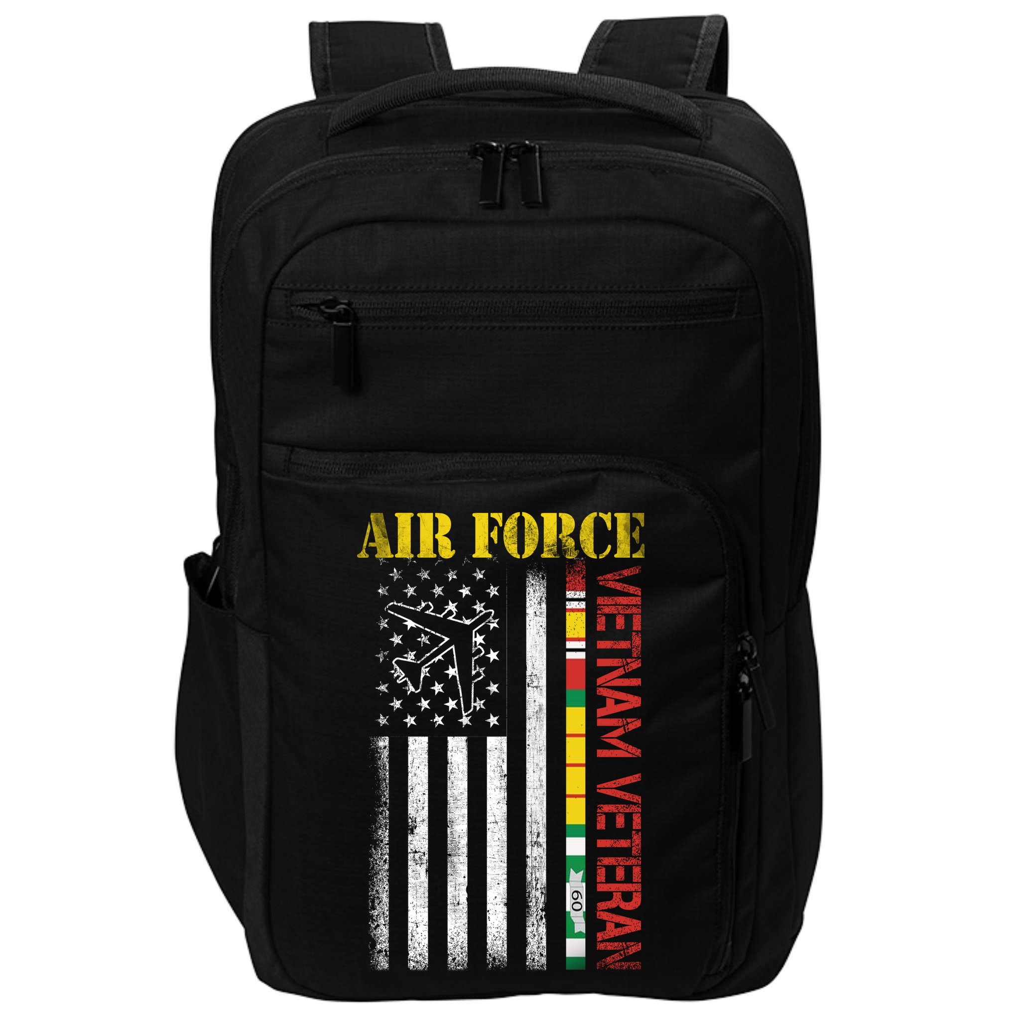 Proud Air Force Vietnam Veteran American Flag Gift Impact Tech Backpack