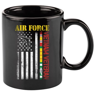 Proud Air Force Vietnam Veteran American Flag Gift 11oz C Handle Ceramic Mug