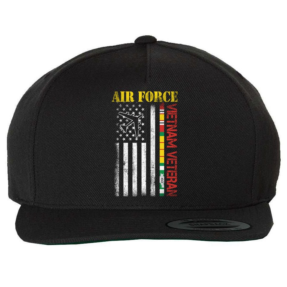 Proud Air Force Vietnam Veteran American Flag Gift Wool Snapback Cap