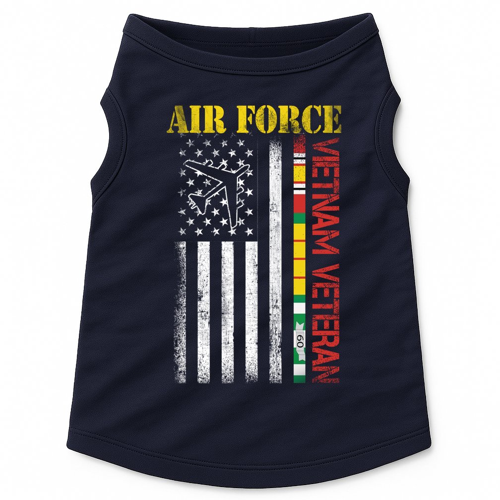 Proud Air Force Vietnam Veteran American Flag Gift Doggie Tank