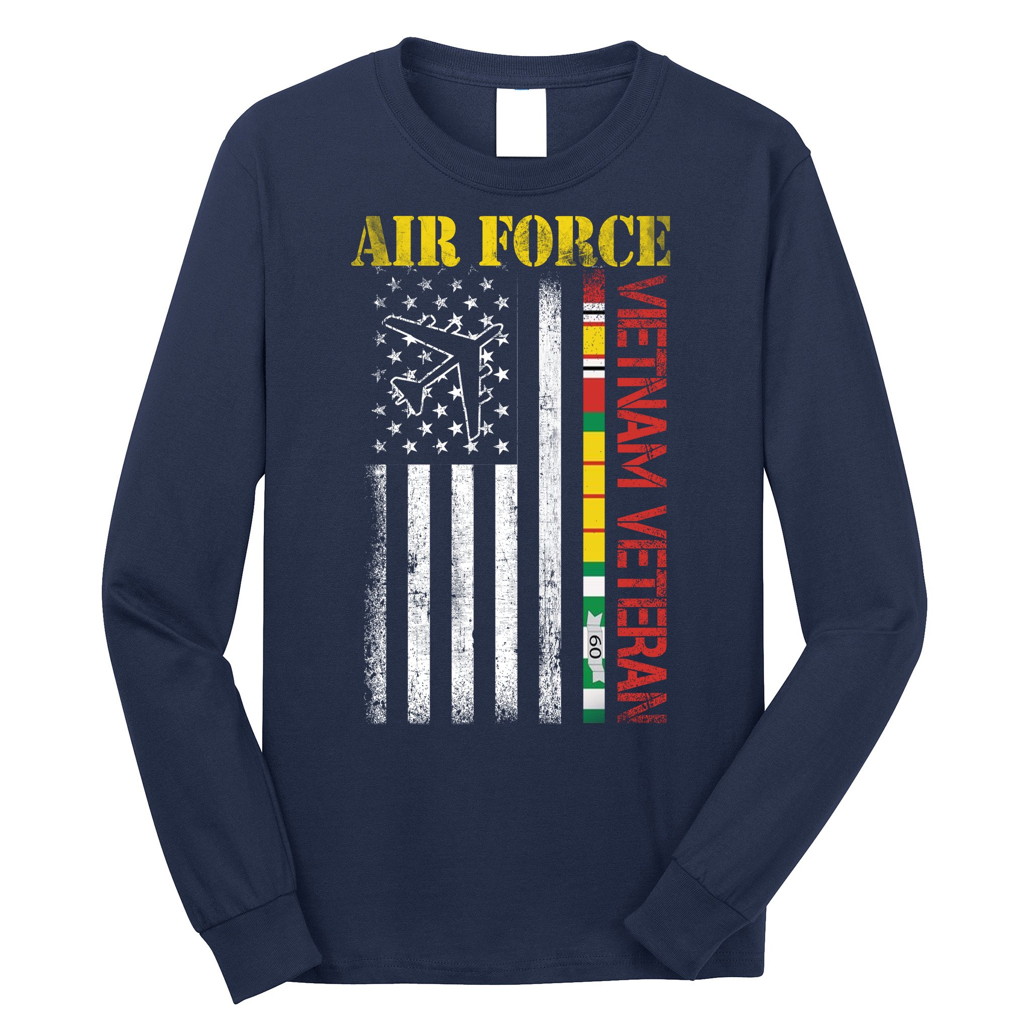 Proud Air Force Vietnam Veteran American Flag Gift Long Sleeve Shirt