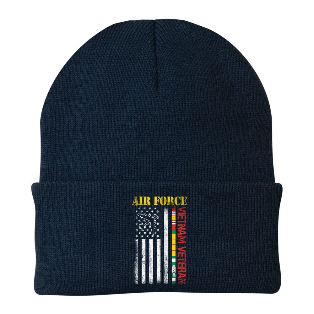 Proud Air Force Vietnam Veteran American Flag Gift Beanie