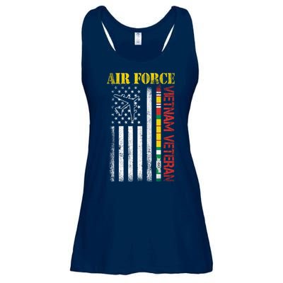Proud Air Force Vietnam Veteran American Flag Gift Ladies Essential Flowy Tank