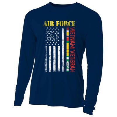 Proud Air Force Vietnam Veteran American Flag Gift Cooling Performance Long Sleeve Crew