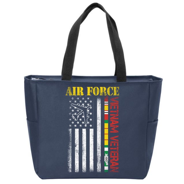 Proud Air Force Vietnam Veteran American Flag Gift Zip Tote Bag