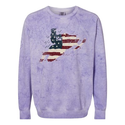 Proud American Flag Snowmobiling Gift Snowmobile Riding Gift Colorblast Crewneck Sweatshirt