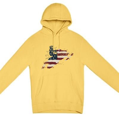 Proud American Flag Snowmobiling Gift Snowmobile Riding Gift Premium Pullover Hoodie