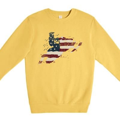 Proud American Flag Snowmobiling Gift Snowmobile Riding Gift Premium Crewneck Sweatshirt