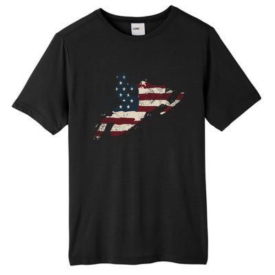 Proud American Flag Snowmobiling Gift Snowmobile Riding Gift Tall Fusion ChromaSoft Performance T-Shirt