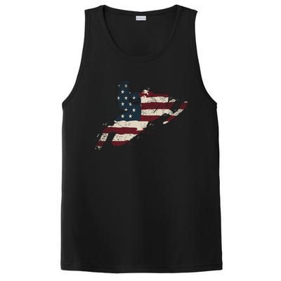 Proud American Flag Snowmobiling Gift Snowmobile Riding Gift PosiCharge Competitor Tank