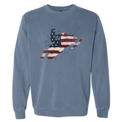 Proud American Flag Snowmobiling Gift Snowmobile Riding Gift Garment-Dyed Sweatshirt