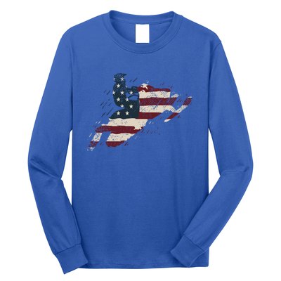 Proud American Flag Snowmobiling Gift Snowmobile Riding Gift Long Sleeve Shirt