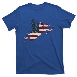 Proud American Flag Snowmobiling Gift Snowmobile Riding Gift T-Shirt